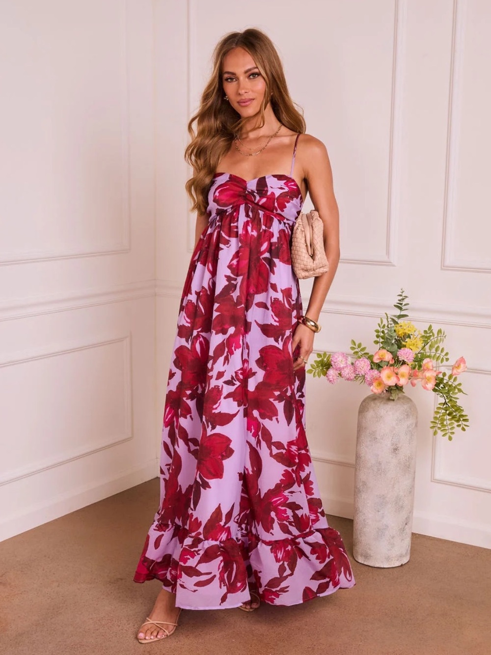VICI Romantic Aura Floral A Line Maxi Dress-MED